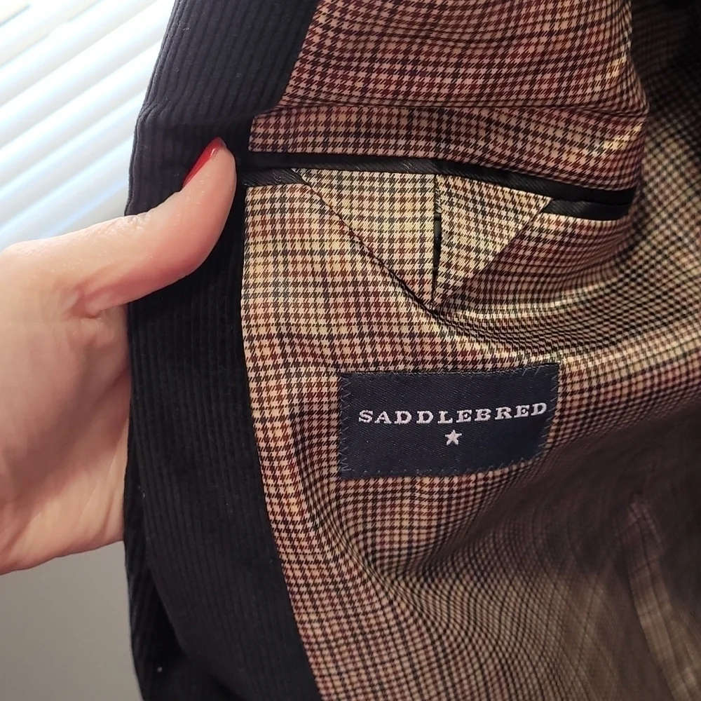 Saddlebred 44 R black corduroy blazer sports coat